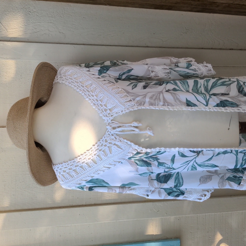 Kontrol Kimono Festival Tropical Cover Swim Duster Fringe